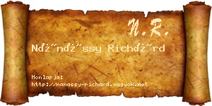 Nánássy Richárd névjegykártya