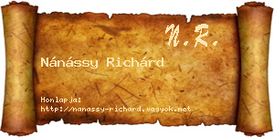 Nánássy Richárd névjegykártya